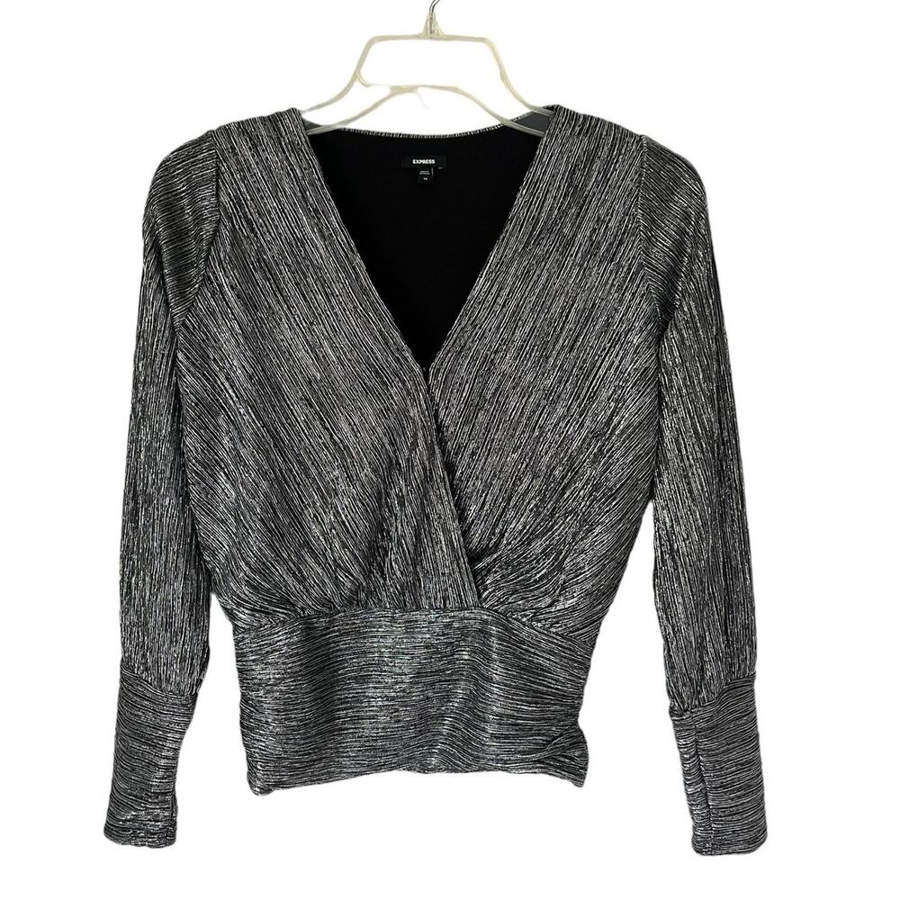New Years Eve Christmas Holiday Party Metallic Wrap Top Womens Size XS